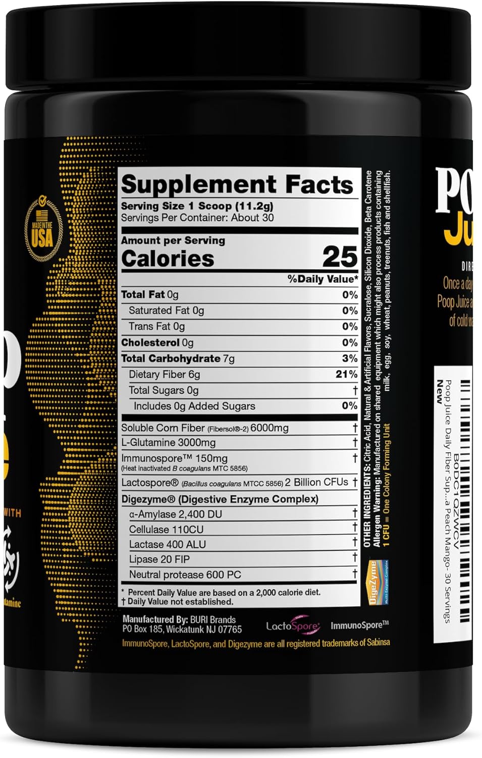 5-in-1 Digestive Health Powder Supplement - Prebiotic, Probiotic, Postbiotic, Enzymes, Glutamine - Bloat Relief, Gut & Immune Support - Sugar & Lactose-Free - 30 Servings - Georgia Peach Mango - BoostGo Australia