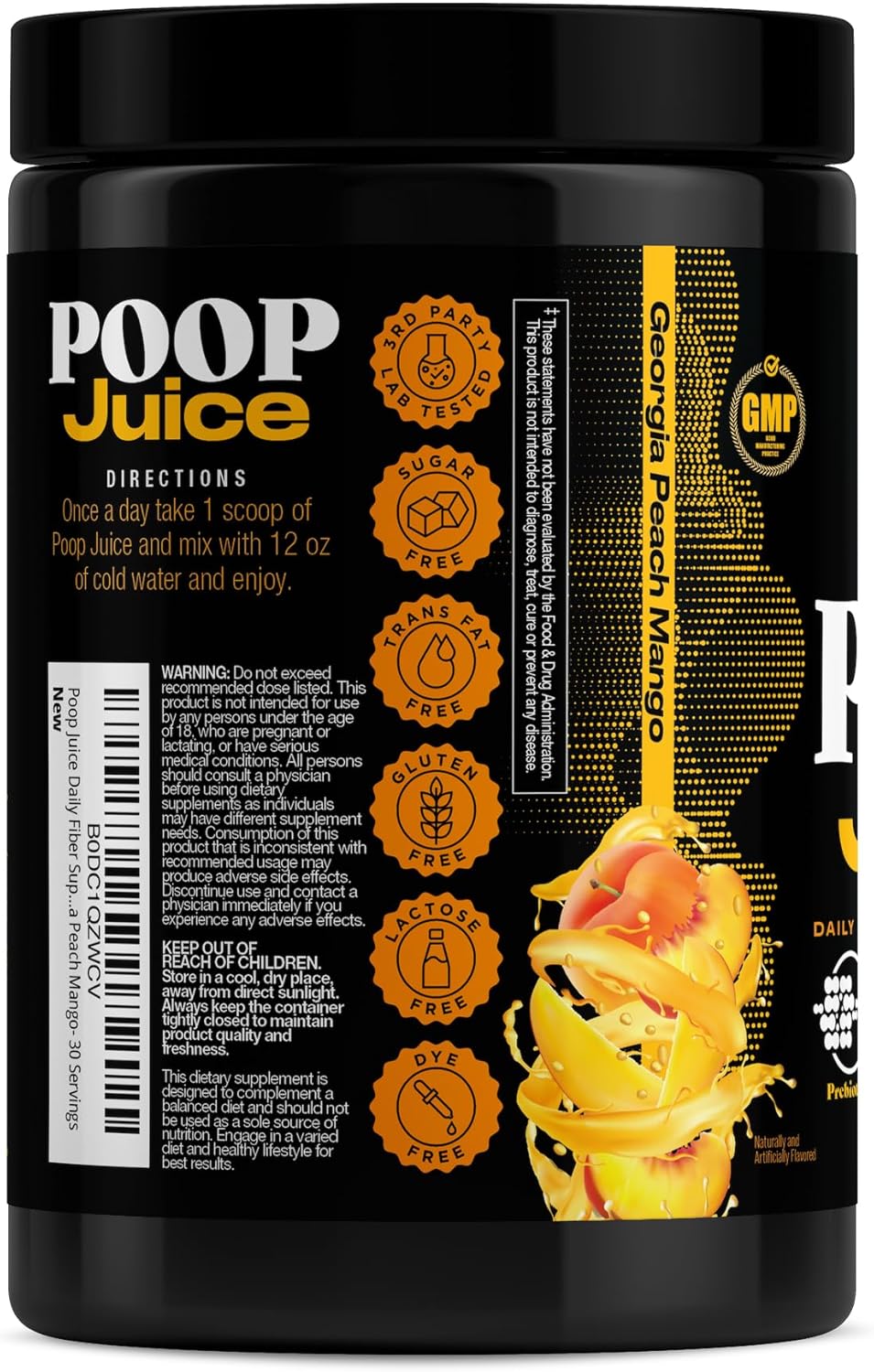 5-in-1 Digestive Health Powder Supplement - Prebiotic, Probiotic, Postbiotic, Enzymes, Glutamine - Bloat Relief, Gut & Immune Support - Sugar & Lactose-Free - 30 Servings - Georgia Peach Mango - BoostGo Australia