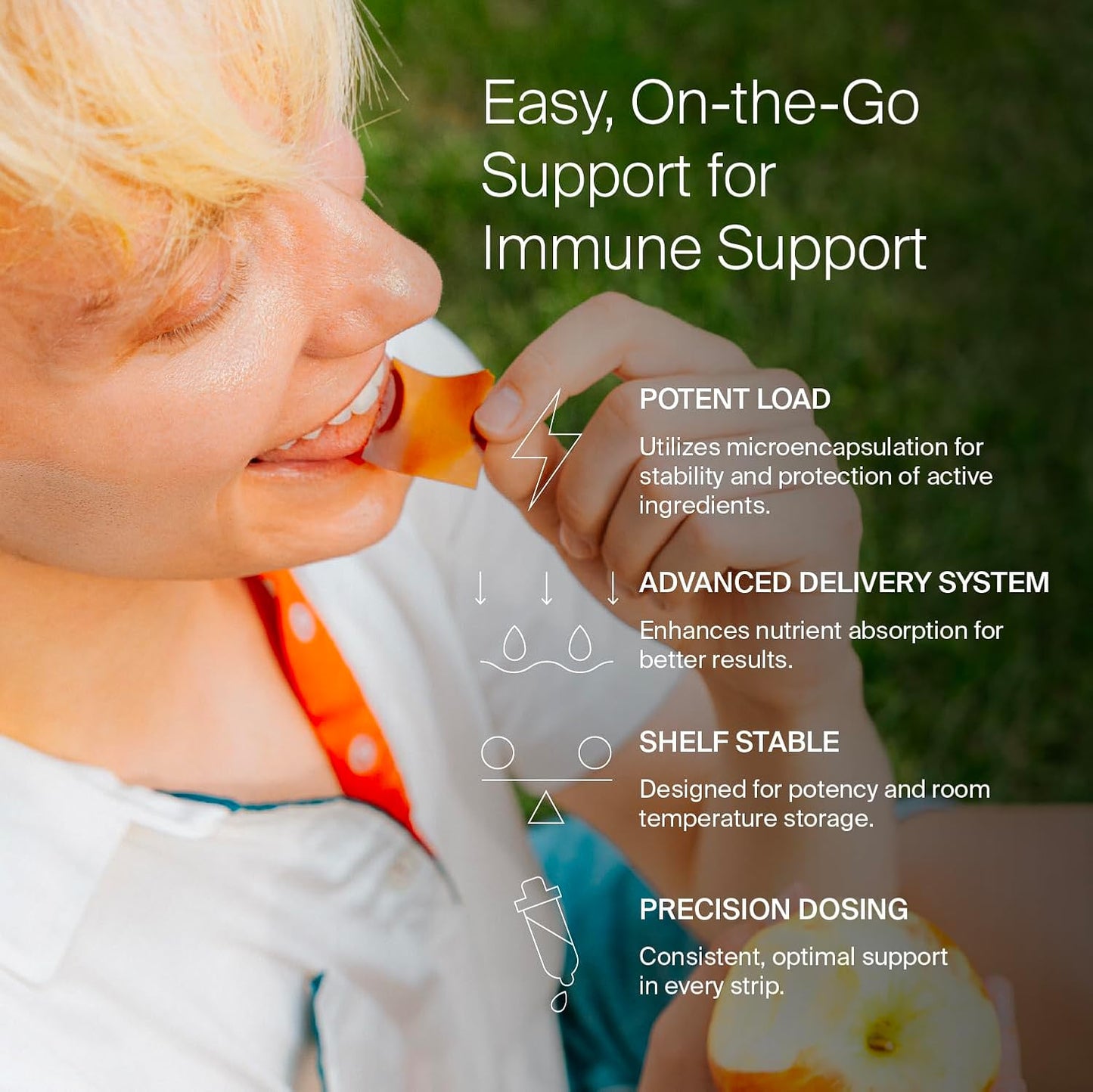 5-in-1 Immune Health Oral Supplement Strips with Vitamin C, D, Zinc, Elderberry - 30 ct