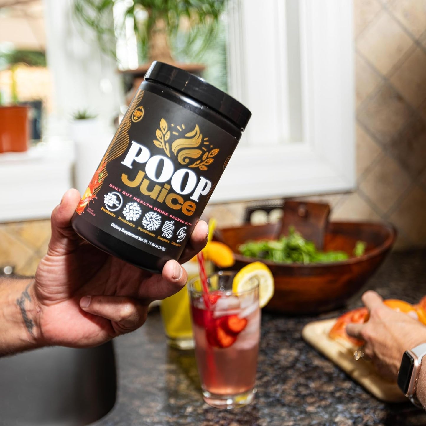 5-in-1 Prebiotic & Probiotic Digestive Supplement Powder - Bloat Relief, Gut & Immune Support - Strawberry Lemonade Flavor - 30 Servings