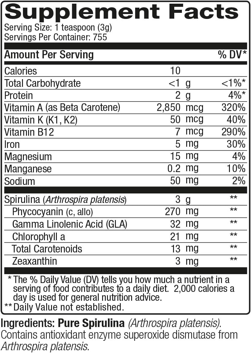 5 lb Bulk Bag of Nutrex Pure Hawaiian Spirulina Powder - Boost Energy & Immunity - Vegan & Non GMO - Natural Superfood from Hawaii