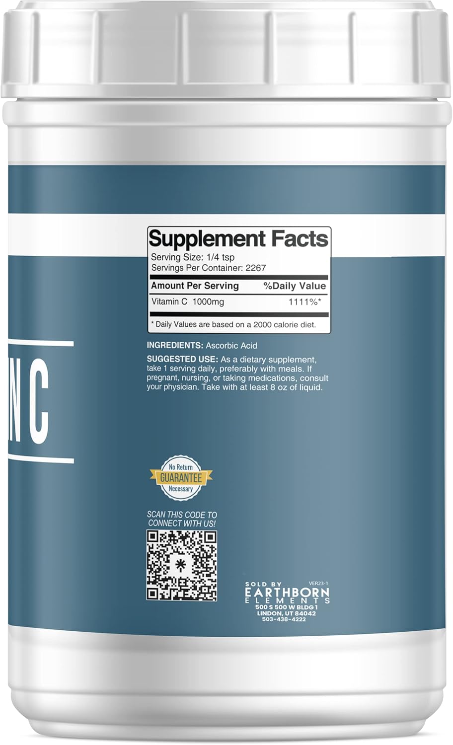 5 lb Earthborn Elements Ascorbic Acid Vitamin C Powder Dietary Supplement