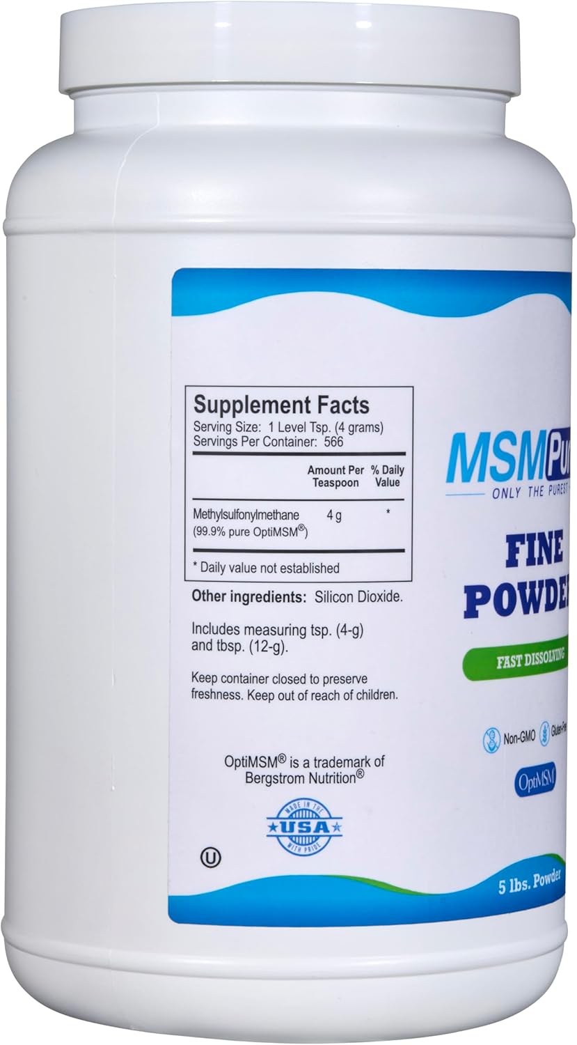 5 lb KALA HEALTH MSMPure Organic Sulfur Powder Crystals for Joint Flexibility, Skin, Hair, and Nails - USA Made