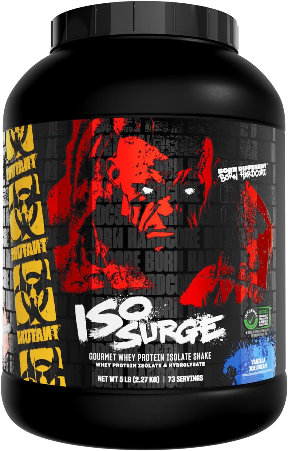 5 lb Mutant ISO Surge Vanilla Ice Cream Whey Protein Isolate Powder - Fast-Acting Recovery & Muscle Building Formula for Strength Gain
