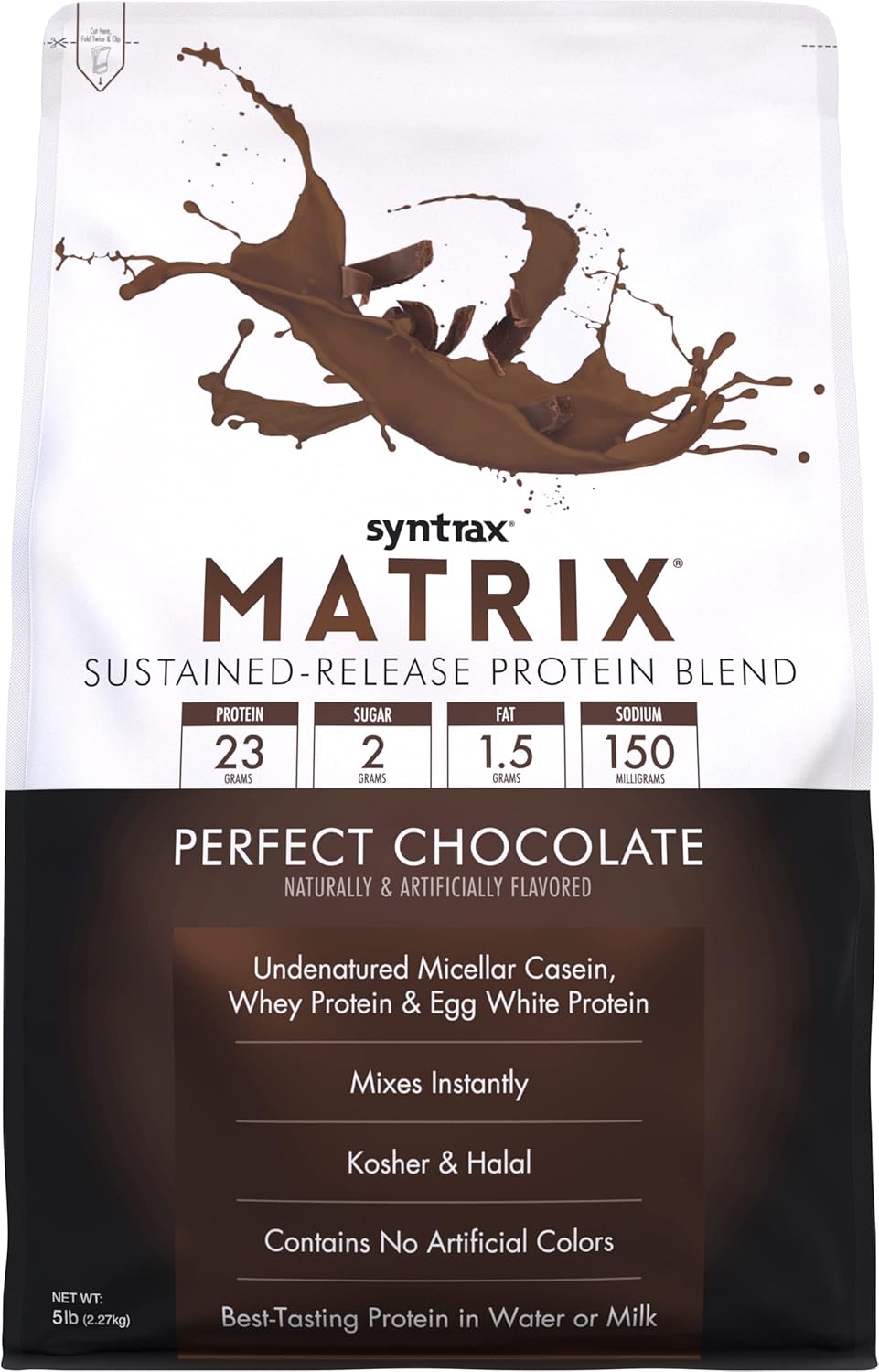 5 lb Syntrax Nutrition Matrix Protein Powder - Sustained-Release Blend, Perfect Chocolate Flavor
