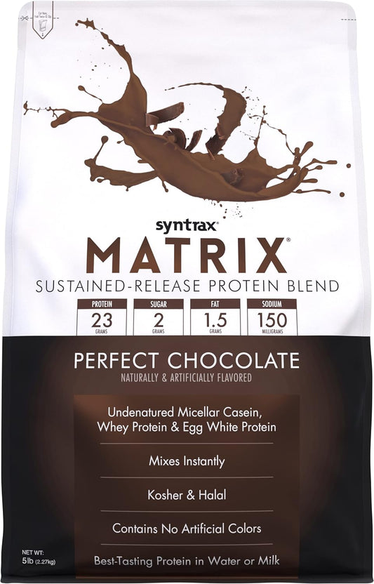 5 lb Syntrax Nutrition Matrix Protein Powder - Sustained-Release Blend, Perfect Chocolate Flavor