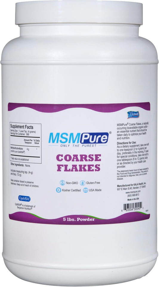 5 lb USA Made Organic Sulfur MSM Powder Flakes for Joint Flexibility & Skin Appearance