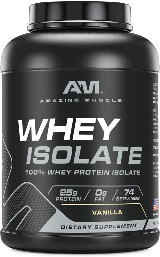 5 Lb Vanilla Whey Protein Isolate Powder | 25g Protein Per Serving | 100% Whey Isolate | Zero Fat | Made in USA