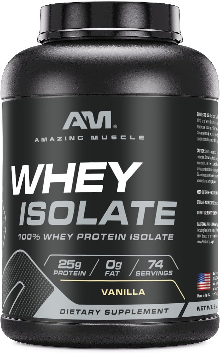 5 Lb Vanilla Whey Protein Isolate Powder | 25g Protein Per Serving | 100% Whey Isolate | Zero Fat | Made in USA