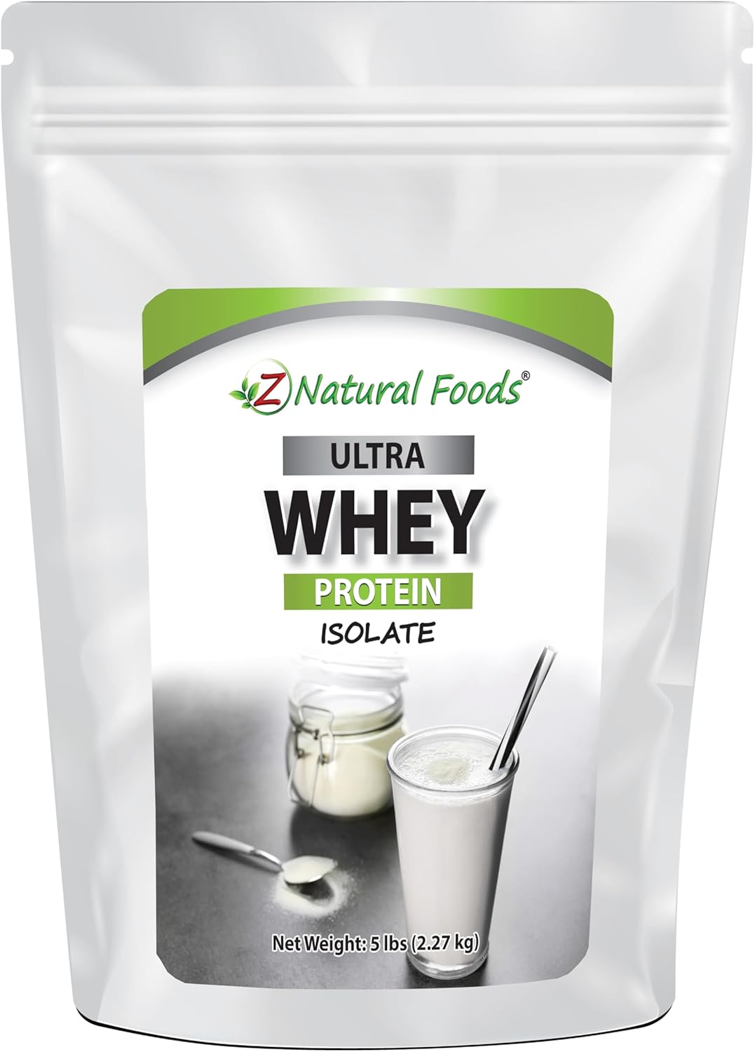 5 lb Z Natural Foods Ultra Whey Protein Isolate Powder - Pure, Unflavored, Unsweetened Protein Supplement for Fitness, Sports Nutrition, and Immune Support