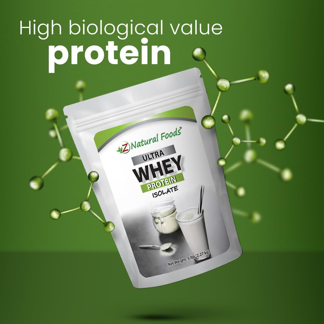 5 lb Z Natural Foods Ultra Whey Protein Isolate Powder - Pure, Unflavored, Unsweetened Protein Supplement for Fitness, Sports Nutrition, and Immune Support