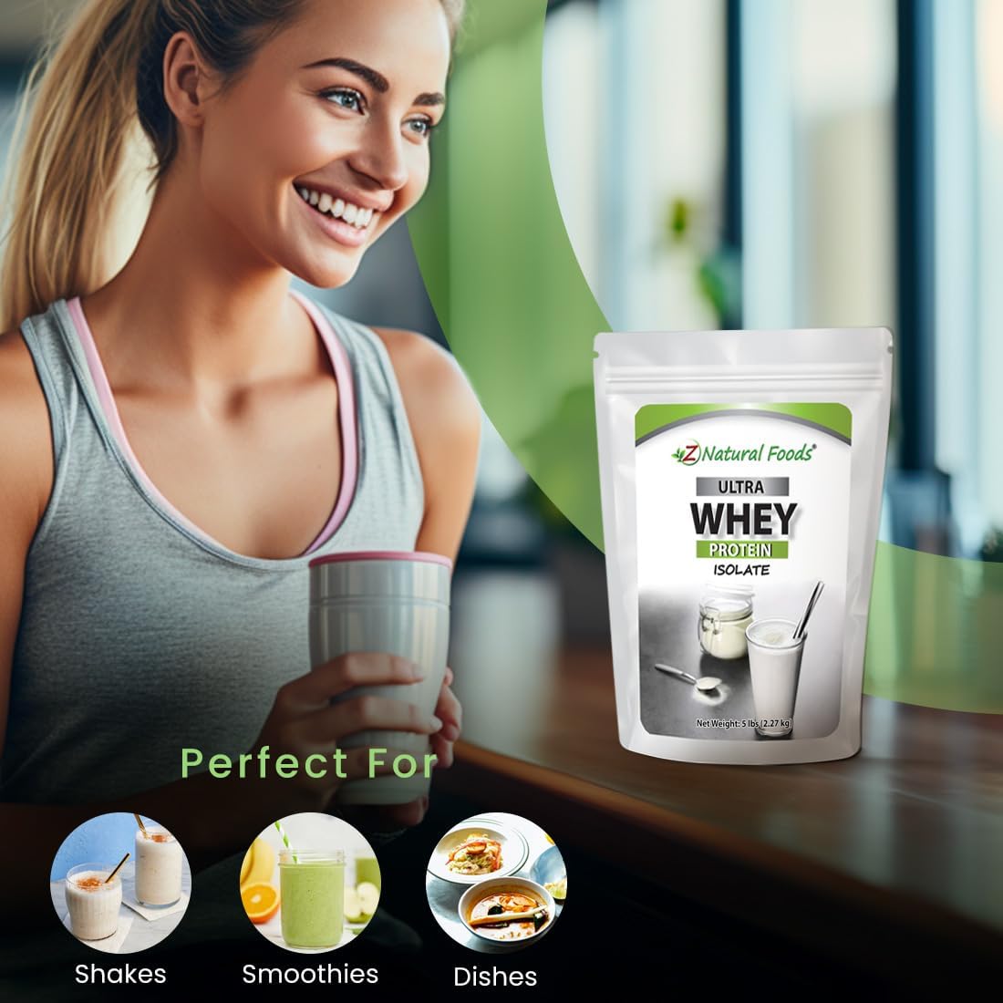 5 lb Z Natural Foods Ultra Whey Protein Isolate Powder - Pure, Unflavored, Unsweetened Protein Supplement for Fitness, Sports Nutrition, and Immune Support