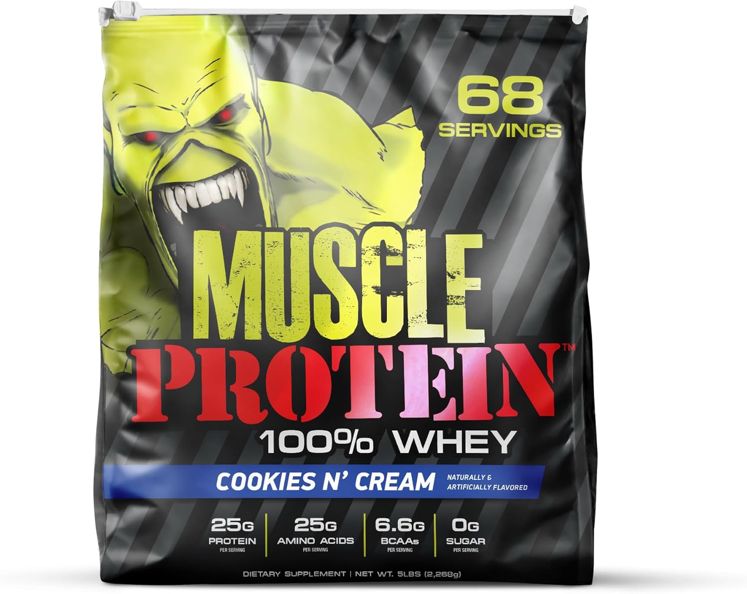 5 lbs of COLOSSAL LABS Muscle Whey Protein Powder - Cookies n Cream Flavor with 25,000mg Amino Acids per Serving - Cold Filtered Formula (Pack of 1)