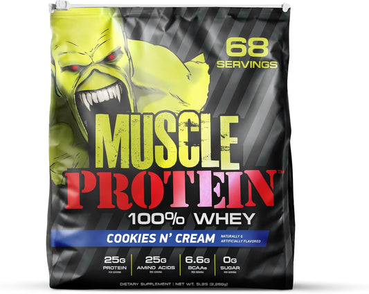 5 lbs of COLOSSAL LABS Muscle Whey Protein Powder - Cookies n Cream Flavor with 25,000mg Amino Acids per Serving - Cold Filtered Formula (Pack of 1)