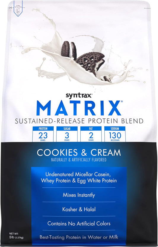 5 lbs of Syntrax Nutrition Matrix Protein Powder with Real Cookie Pieces, Cookies & Cream Flavor