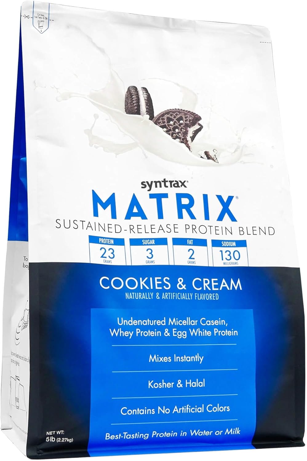 5 lbs of Syntrax Nutrition Matrix Protein Powder with Real Cookie Pieces, Cookies & Cream Flavor