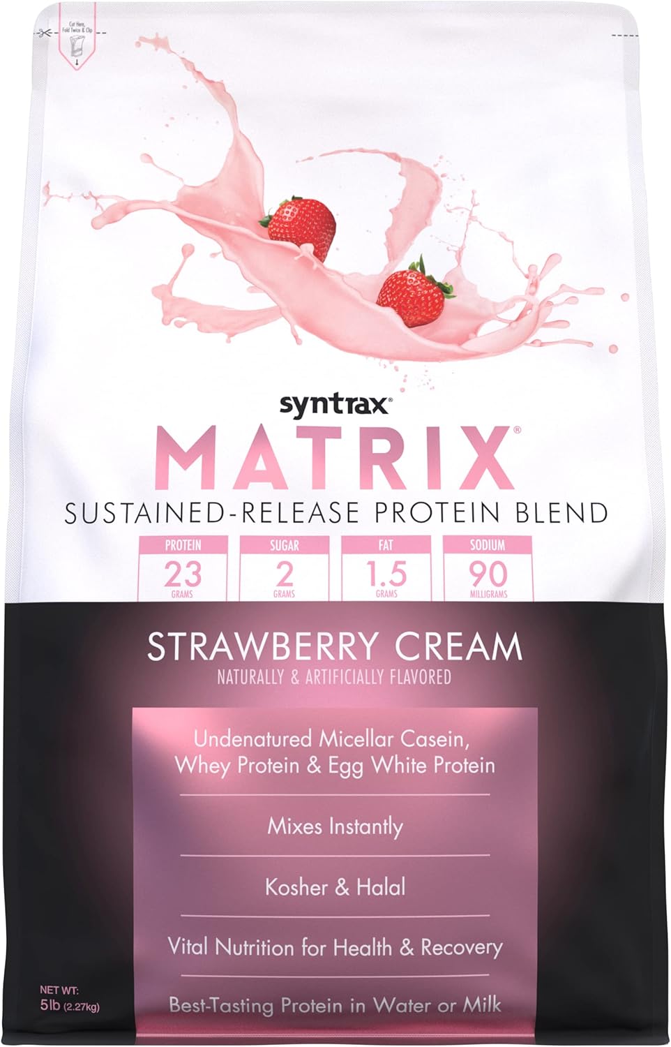 5 lbs Syntrax Nutrition Matrix Strawberry Cream Sustained-Release Protein Powder Blend