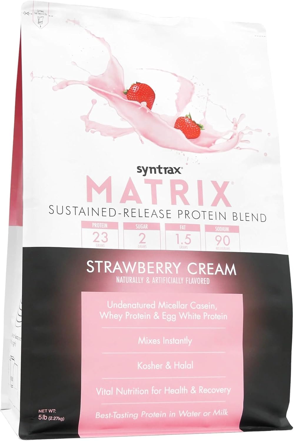 5 lbs Syntrax Nutrition Matrix Strawberry Cream Sustained-Release Protein Powder Blend