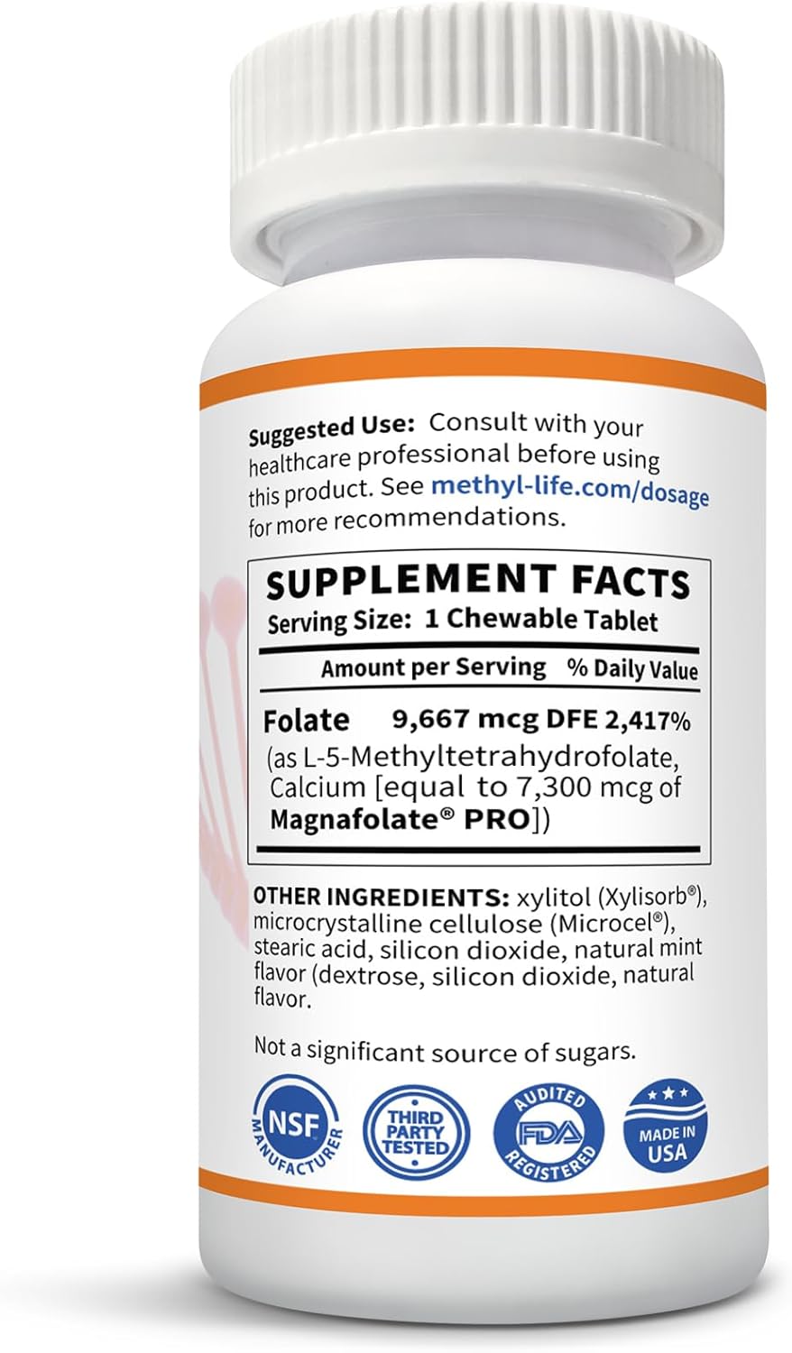 5 mg Chewable L-Methylfolate - 90 Day Supply - Pure & Non-GMO - Gluten Free Folate - BoostGo Australia