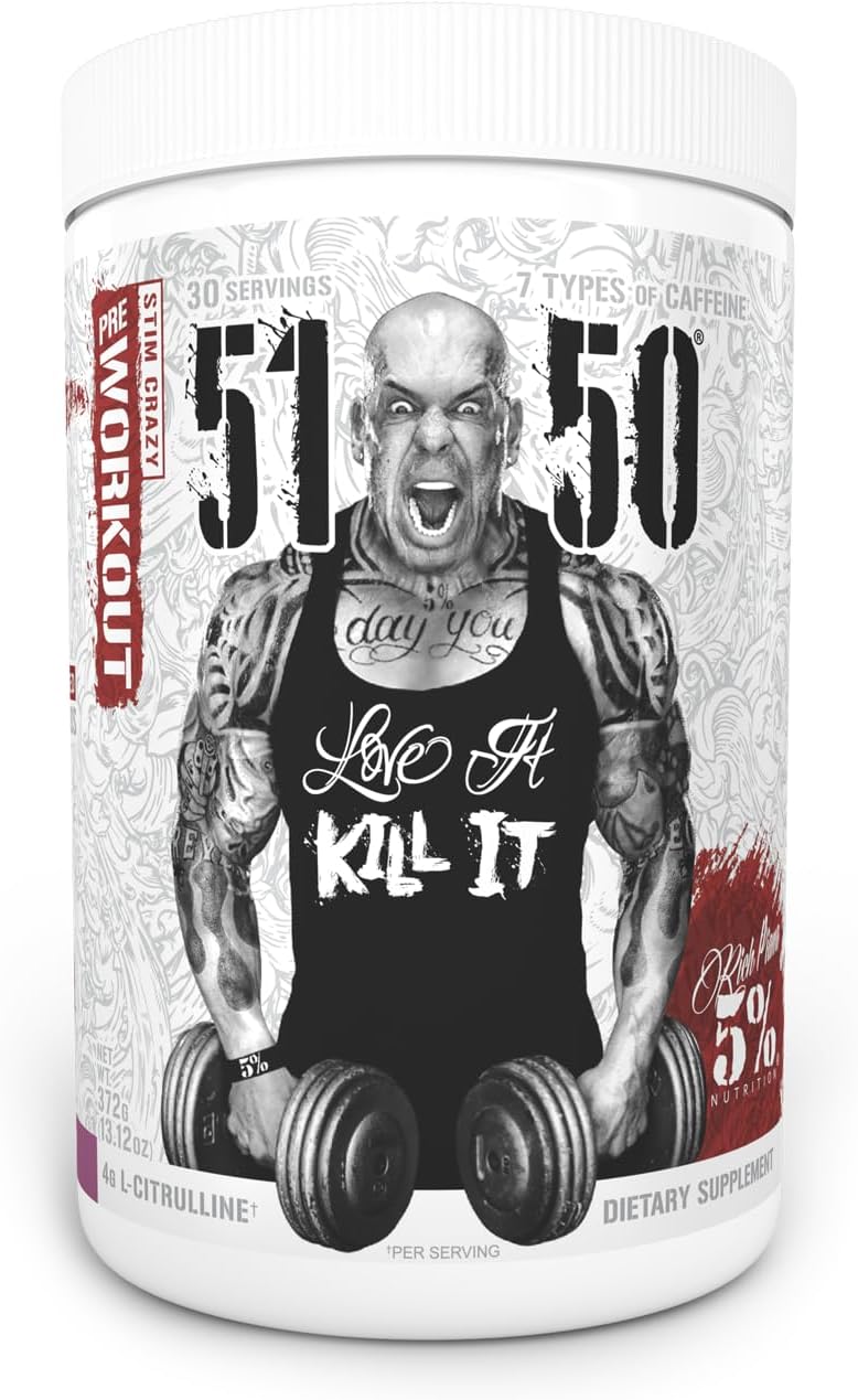 5% Nutrition 5150 High Stim Pre-Workout Powder - Extreme Energy, Focus, & Pumps - 400mg Caffeine, Citrulline, Beta Alanine - 30 Servings