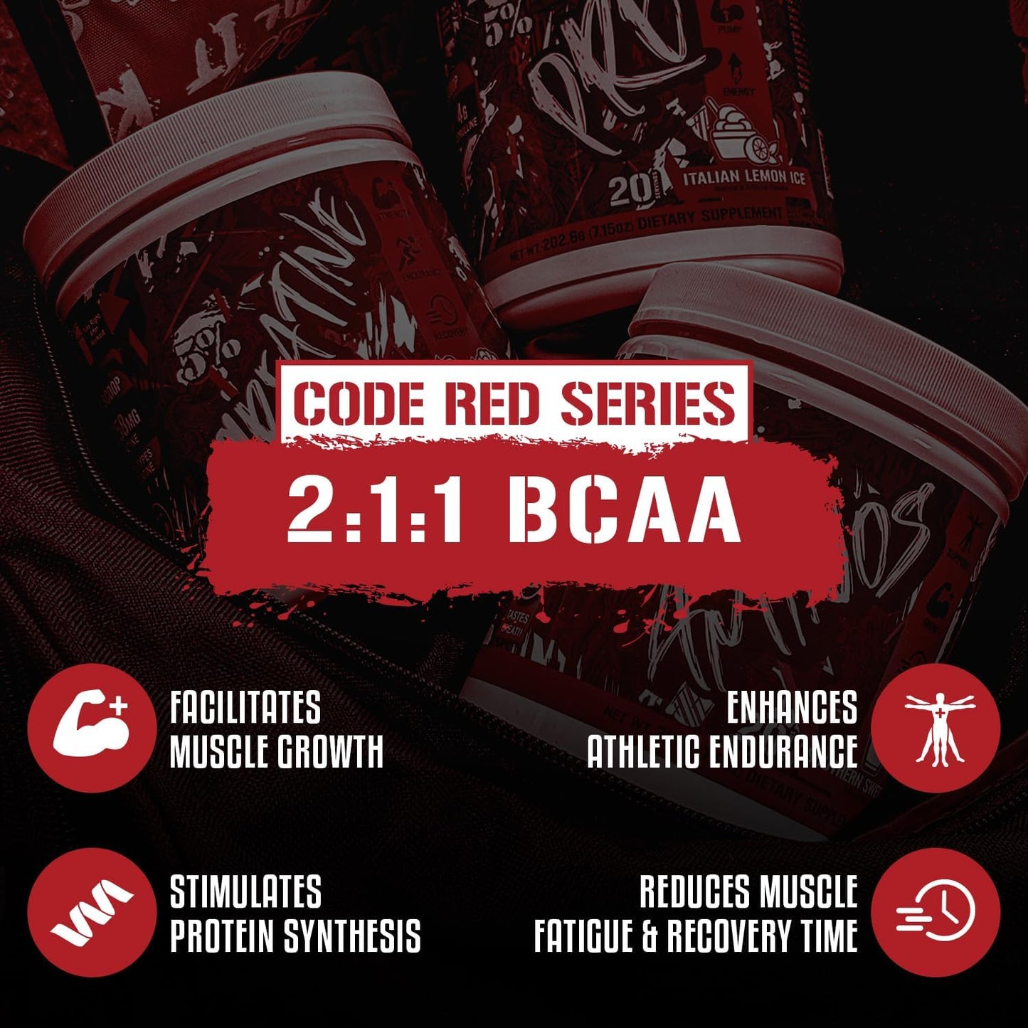 5% Nutrition Code Red Aminos BCAA & EAA Powder - Full Spectrum Post Workout Recovery Drink for Men & Women - Southern Sweet Tea Flavor