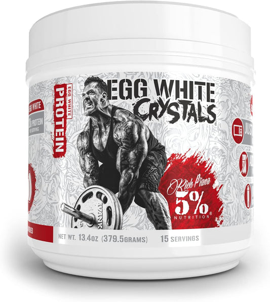 5% Nutrition Egg White Crystals - 100% Pure Protein Powder, 20g Protein, Easy Mixing & Storage, 0.84 lbs, 15 Servings