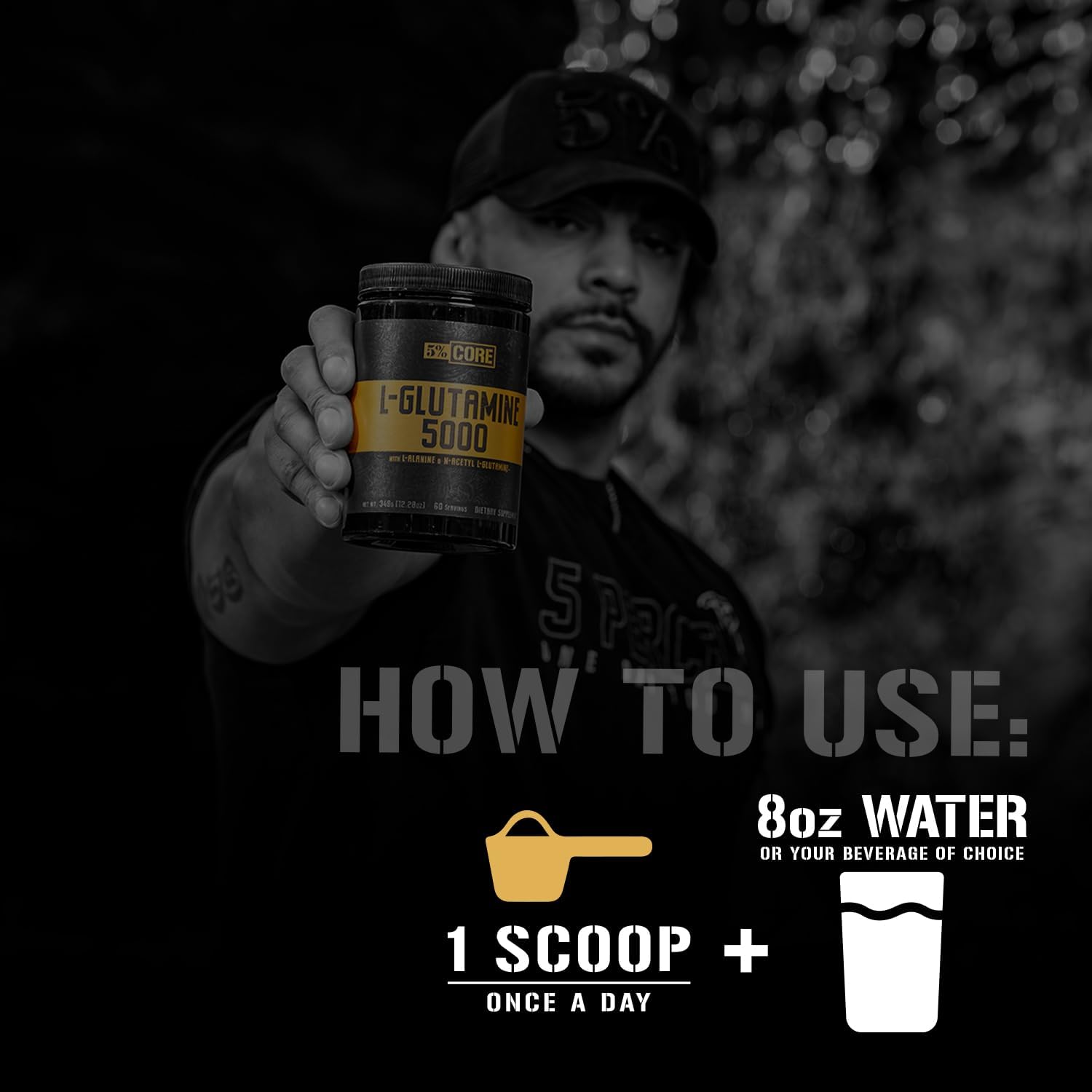 5% Nutrition L-Glutamine 5000 Supplement with L-Alanine for Immune and Digestive Support - Amino Acid Muscle Builder for Post Workout Recovery - Unflavored (60 Servings)