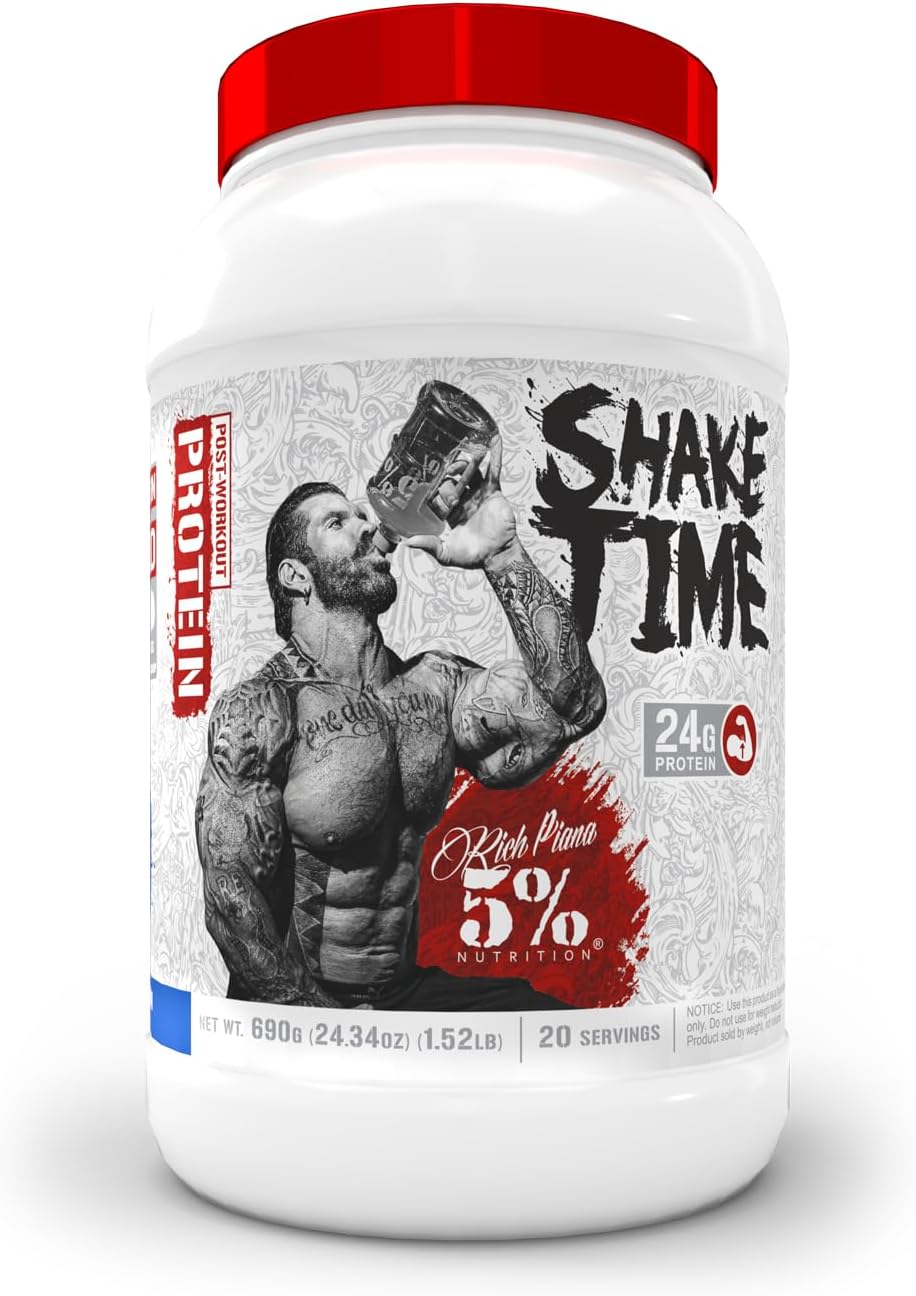 5% Nutrition Rich Piana Shake Time - Cookies & Cream Flavor with 26G Animal-Based Protein from Grass-Fed Beef, Chicken, and Whole Egg