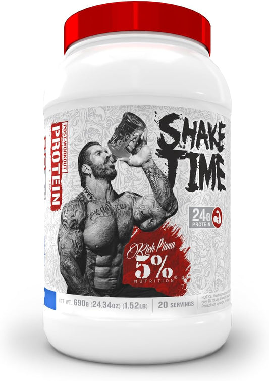 5% Nutrition Rich Piana Shake Time - Cookies & Cream Flavor with 26G Animal-Based Protein from Grass-Fed Beef, Chicken, and Whole Egg