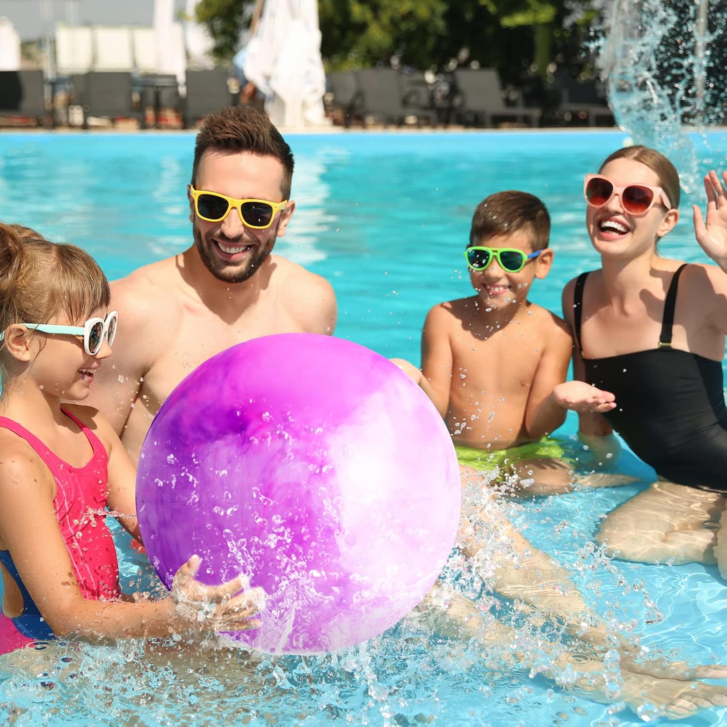 5 Pack Chumia 18 Inch Bouncy Balls Set with Hand Pump - Fun Rubber Inflatable Beach Balls for Outdoor Parties and Play