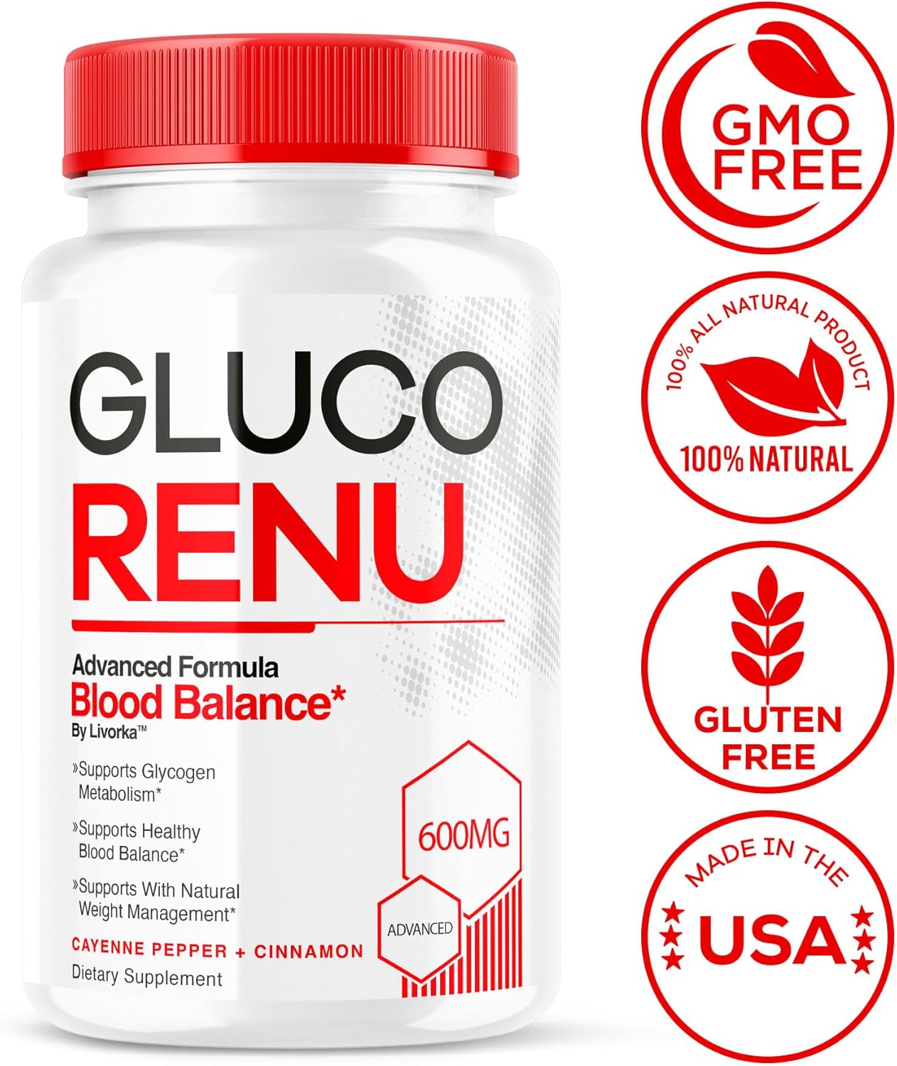 5 Pack Gluco Renu Capsules - Official Supplement for Glucose Support, 150 Capsules for 5 Months
