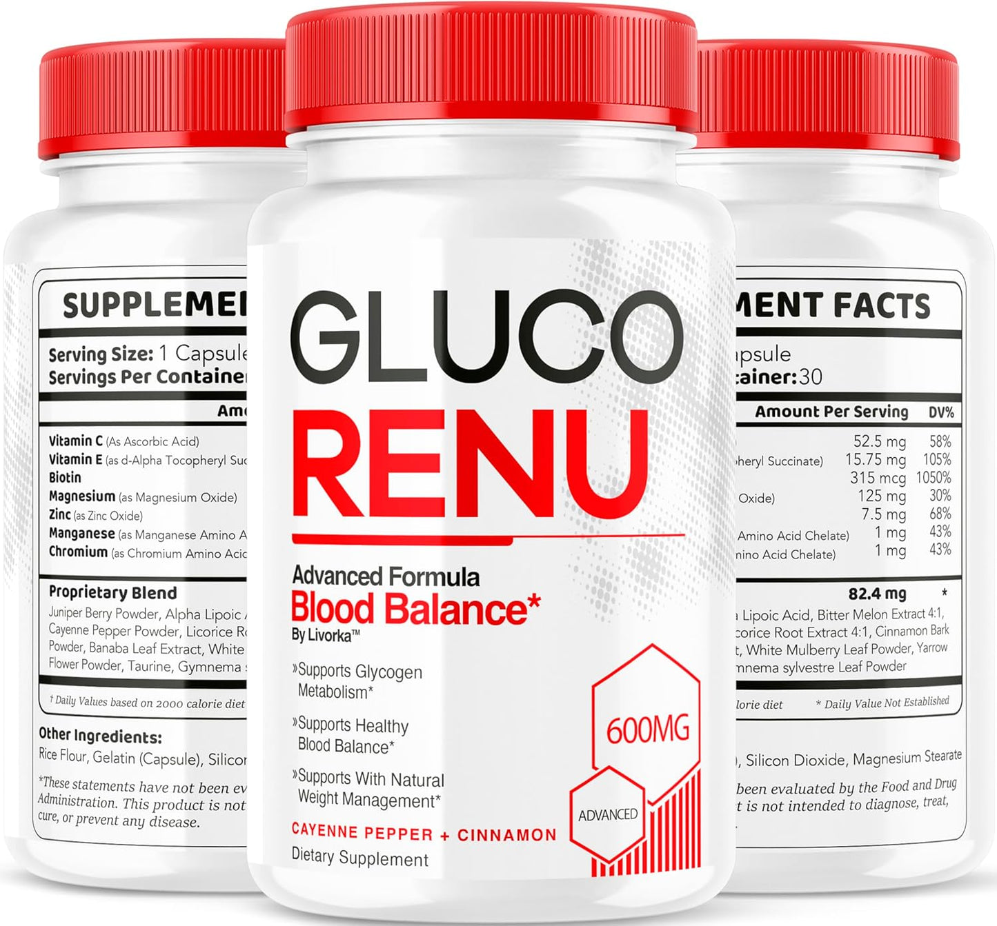 5 Pack Gluco Renu Capsules - Official Supplement for Glucose Support, 150 Capsules for 5 Months