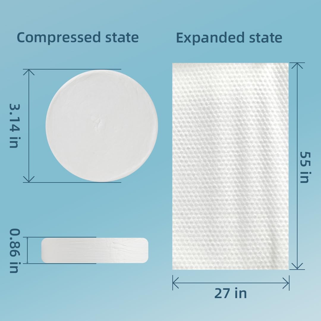 5 Pack Large Cotton Compressed Towels - Portable, Reusable Bath Towels for Travel, Camping, Beach - 55"x27.5