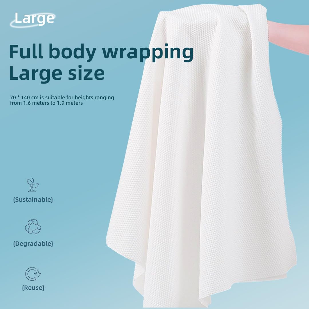5 Pack Large Cotton Compressed Towels - Portable, Reusable Bath Towels for Travel, Camping, Beach - 55"x27.5