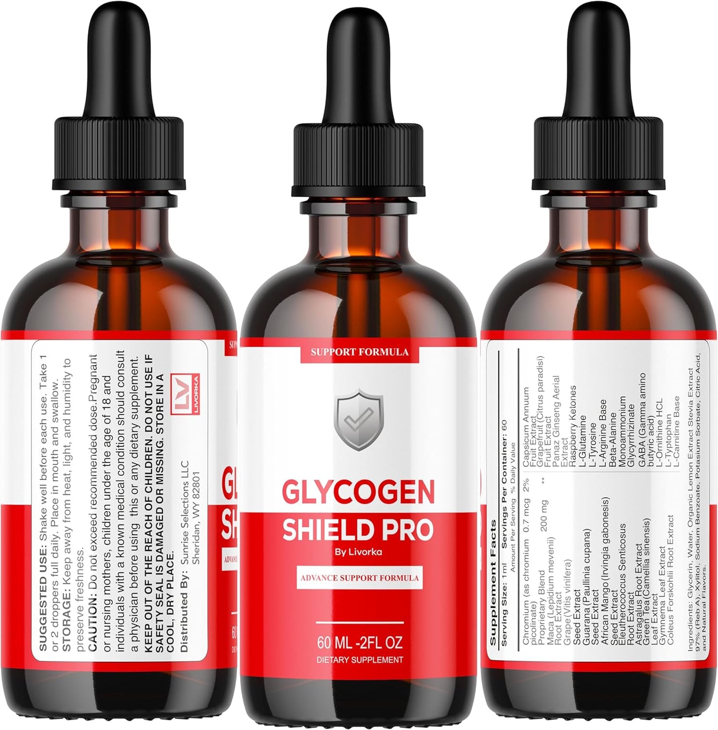 5 Pack LIVORKA Glycogen Shield Pro Drops - Support Supplement for 150 Days