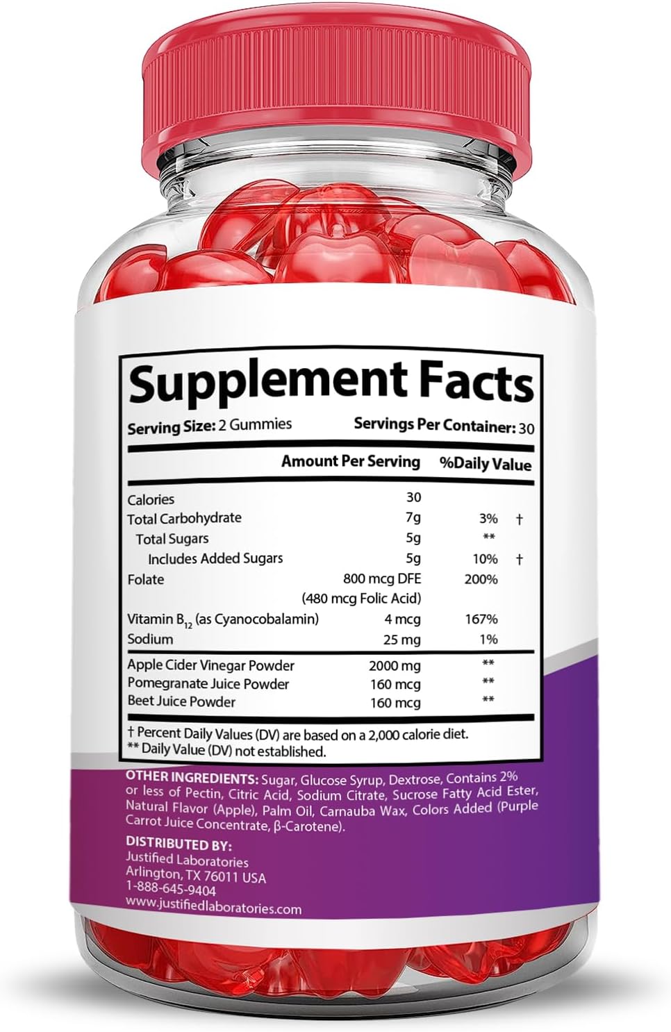 5 Pack of Justified Laboratories Keto Drops and ACV Gummies - 2000MG Extreme Formula with Apple Cider Vinegar, Pomegranate, Beet Juice Powder, B12 - Vegan and Non GMO - 300 Gummies