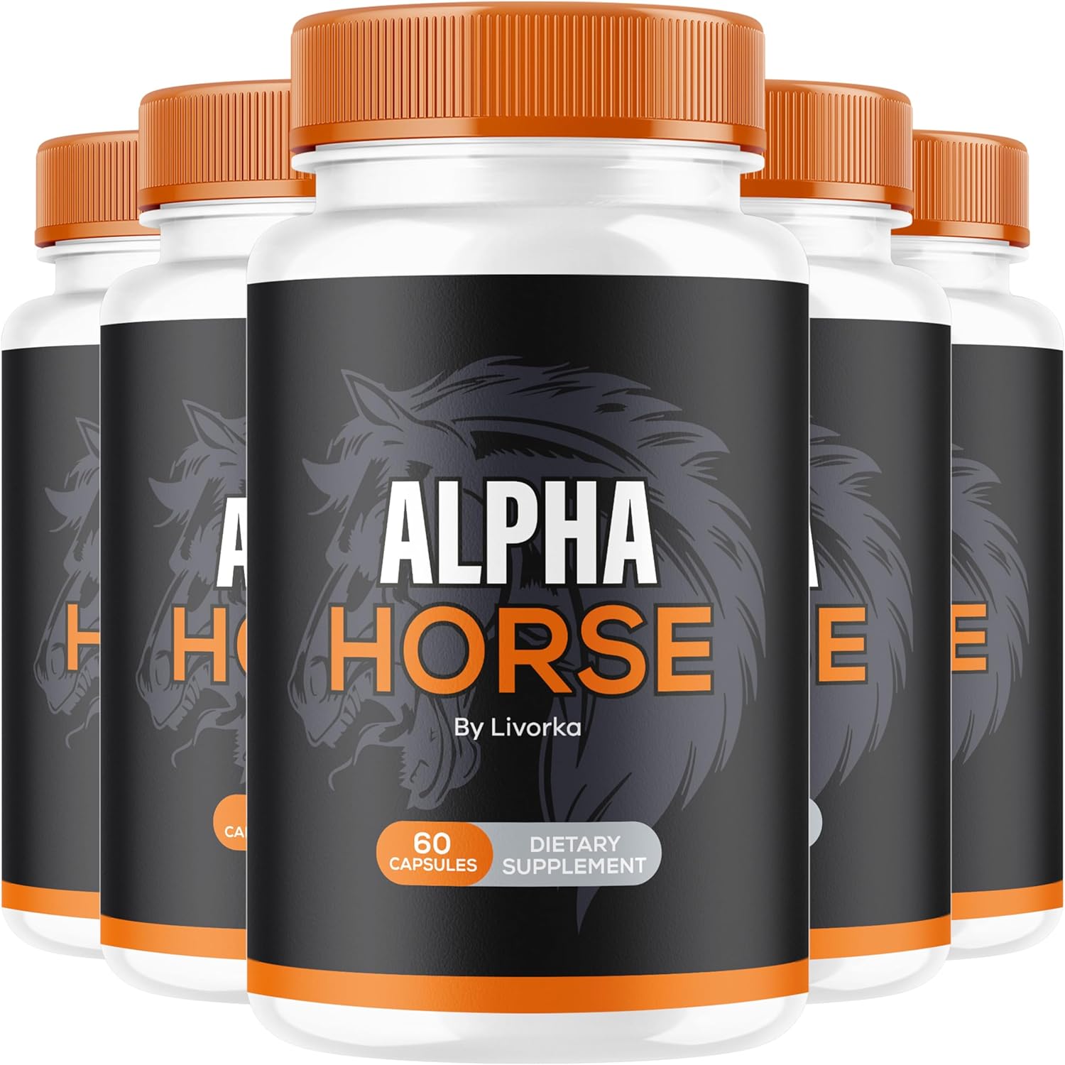 5 Pack of LIVORKA Alpha Horse Pills for Men - All Natural Premium Formula with 300 Capsules