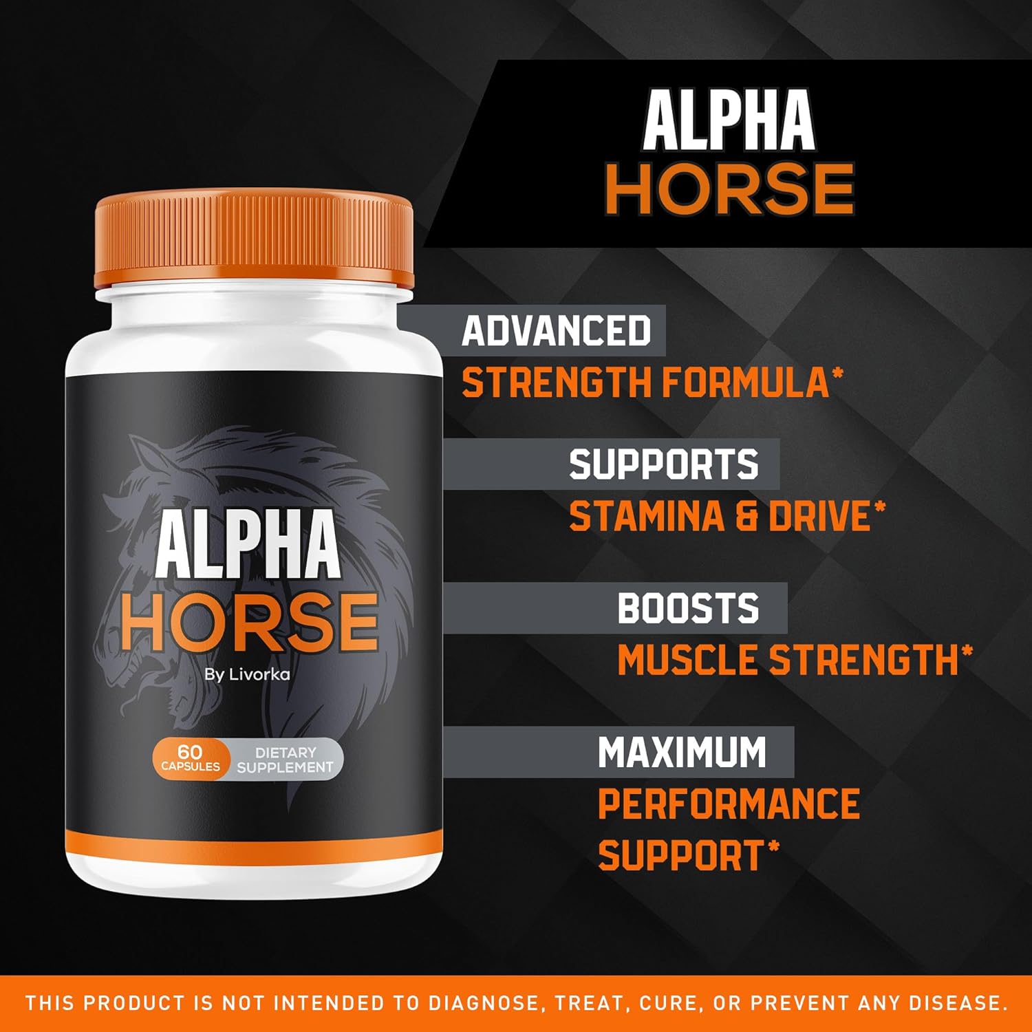5 Pack of LIVORKA Alpha Horse Pills for Men - All Natural Premium Formula with 300 Capsules