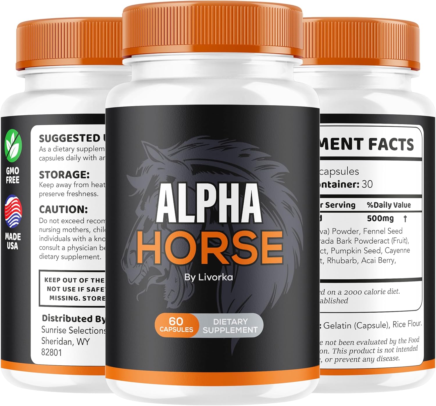 5 Pack of LIVORKA Alpha Horse Pills for Men - All Natural Premium Formula with 300 Capsules