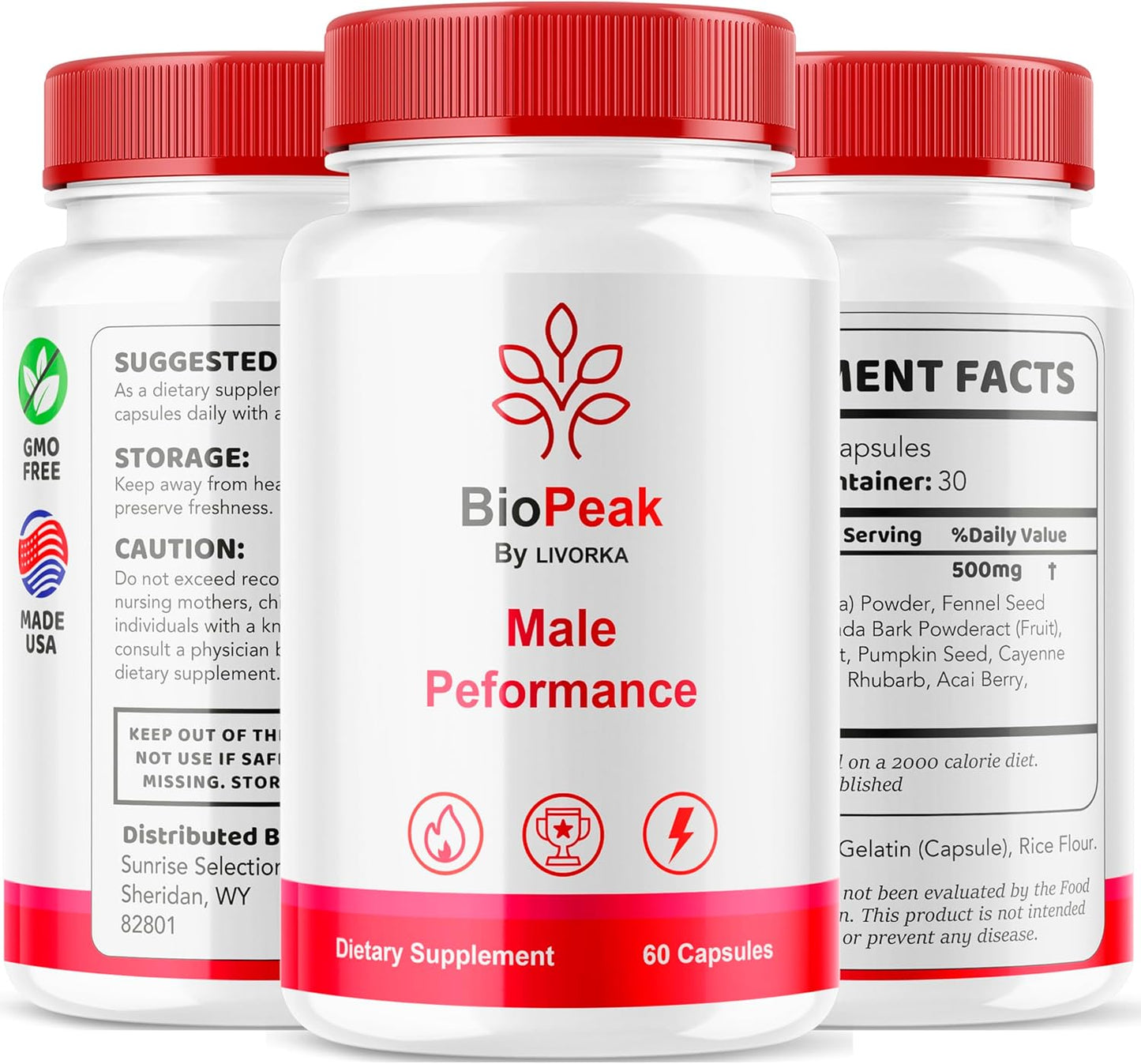 5 Pack of LIVORKA BioPeak Capsules - Advanced Support Formula with 300 Pills