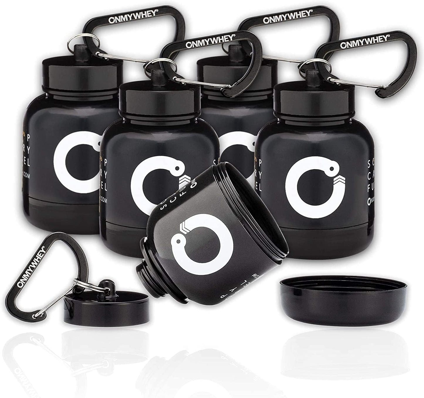 5-Pack ONMYWHEY Portable Protein and Supplement Powder Funnel Key-Chain - Convenient On-the-Go Solution