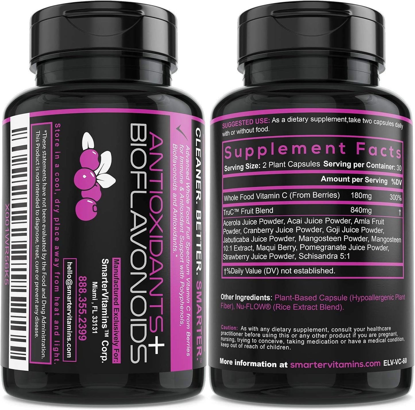 5 Pack Raw Whole Food Vitamin C Capsules from Berries with Premium Antioxidants