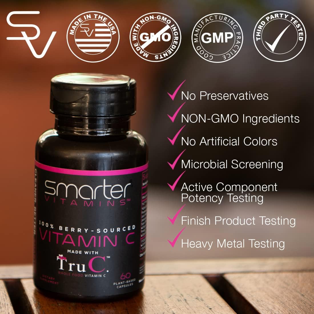 5 Pack Raw Whole Food Vitamin C Capsules from Berries with Premium Antioxidants