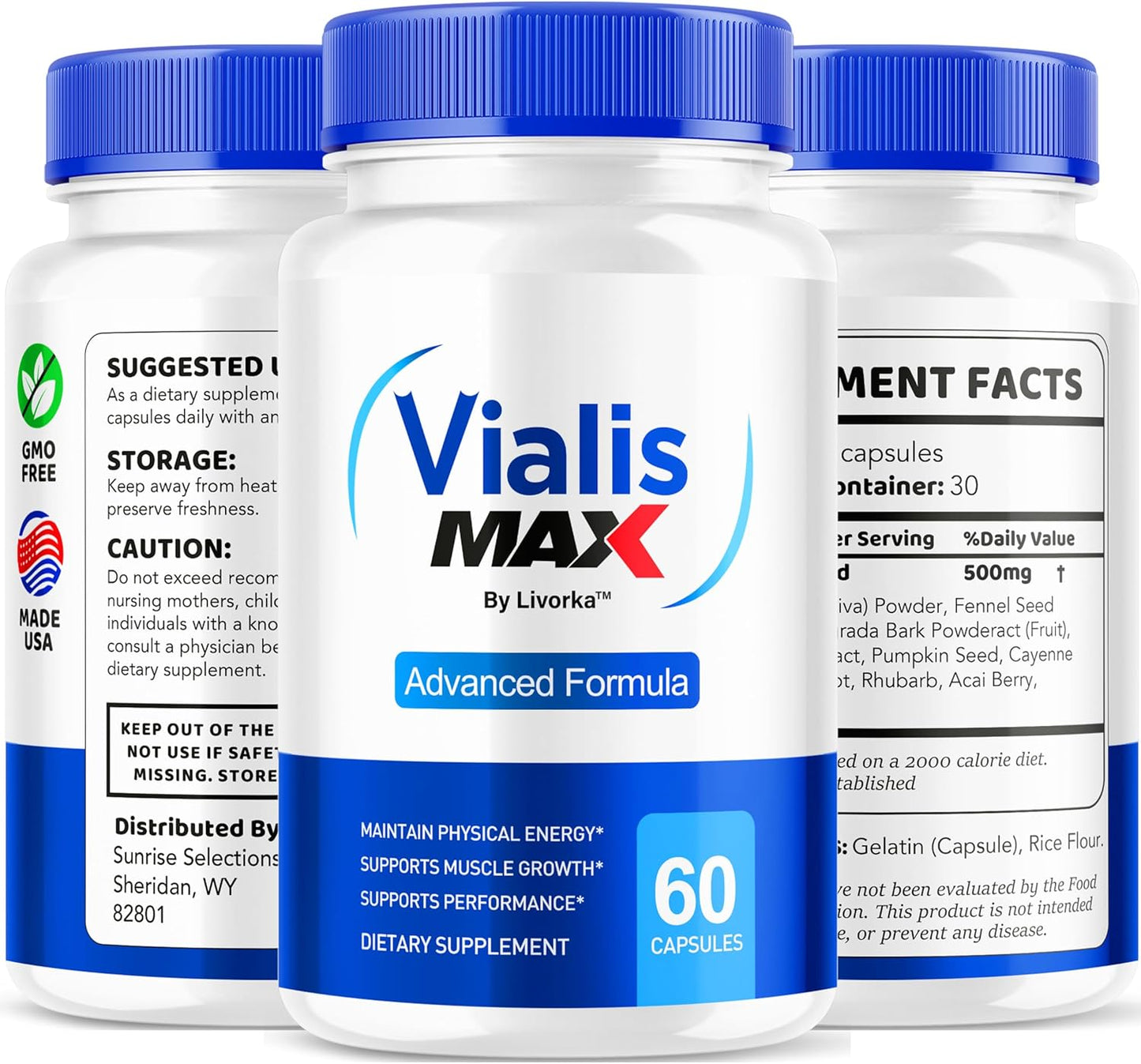 5-Pack Vialis Max Supplement Capsules for Men - 300 Capsules for 5 Months of Support