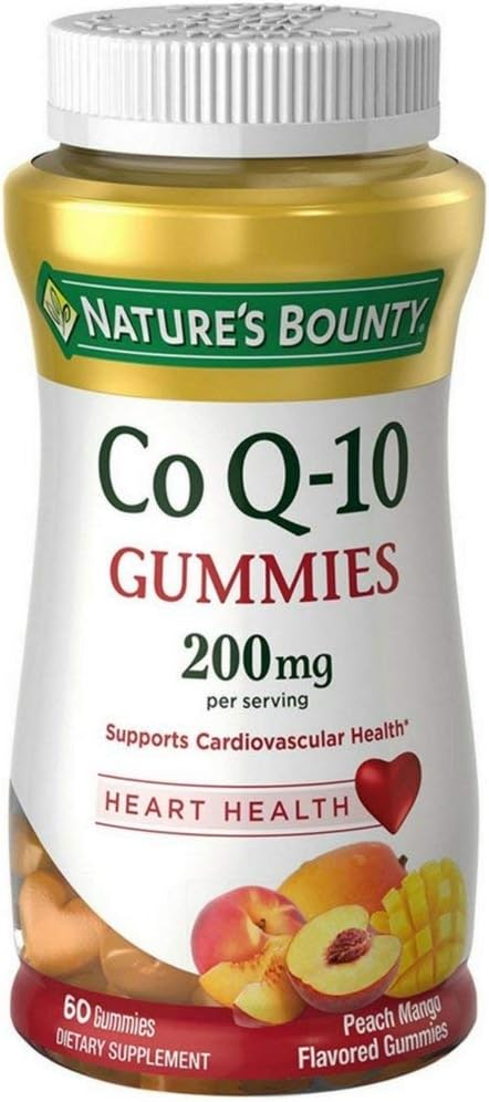 5 Packs of Nature's Bounty CoQ-10 Gummies 200mg Peach Mango Flavor 60 Count - Total 300 Gummies