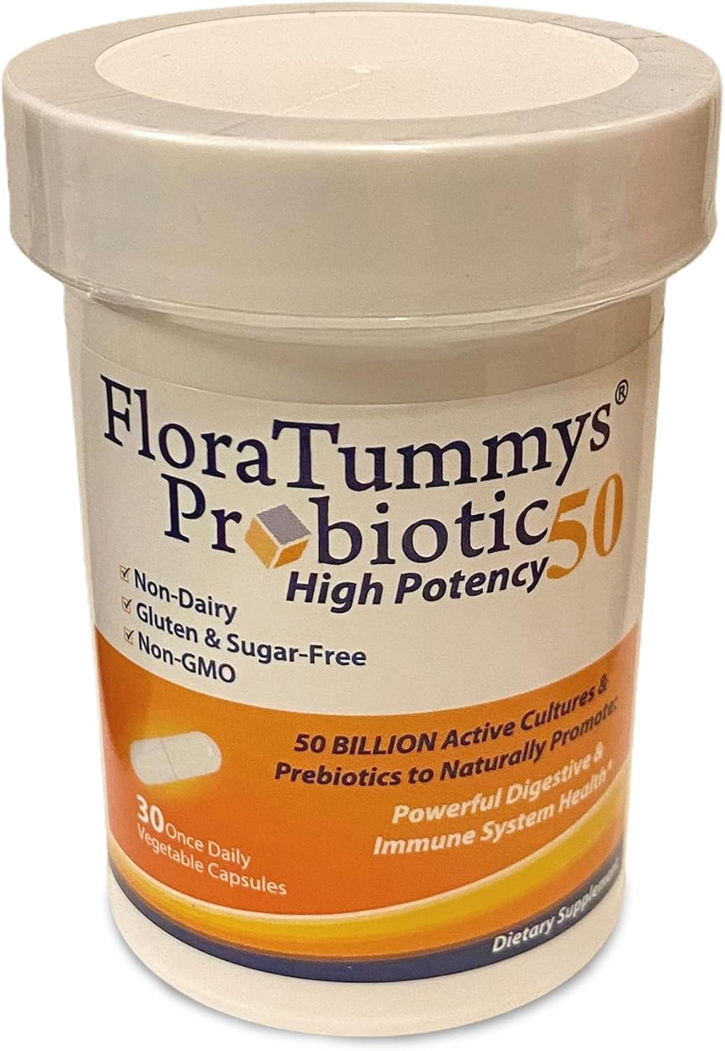 50 Billion CFU High Potency Adult Probiotic with Prebiotics, Dairy-Free, Gluten-Free, Non-GMO, Sugar-Free - Made in USA