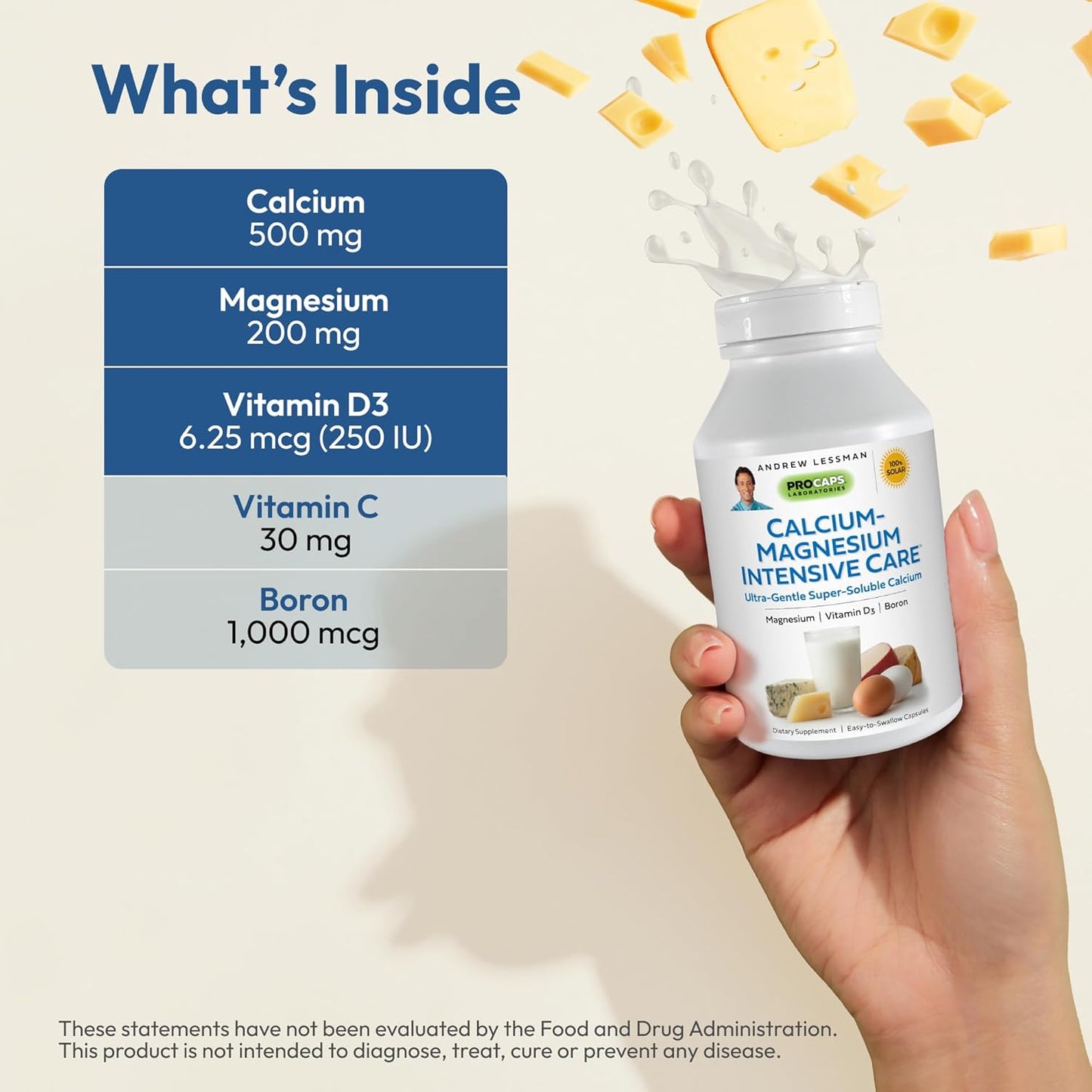 500 Capsules of Andrew Lessman Calcium Magnesium Intensive Care for Bone and Skeleton Health - Easy-to-Swallow, Super Soluble Powder, Gentle on Sensitive Stomachs