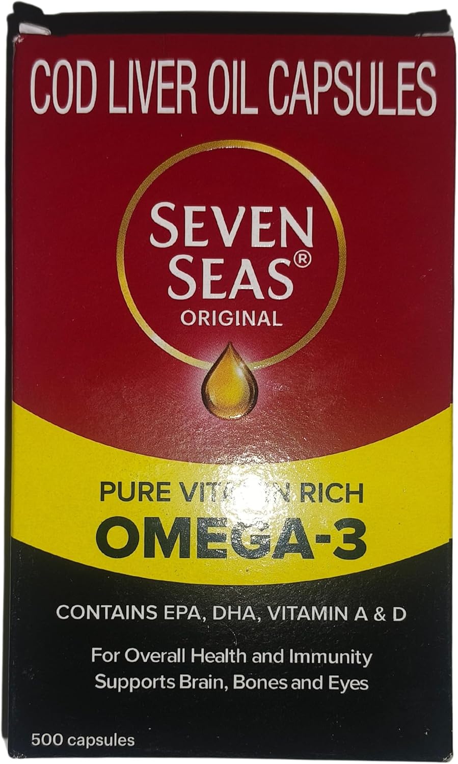 500 Capsules of Seven Seas Cod Liver Fish Oil Supplement for Heart Health and Joint Support