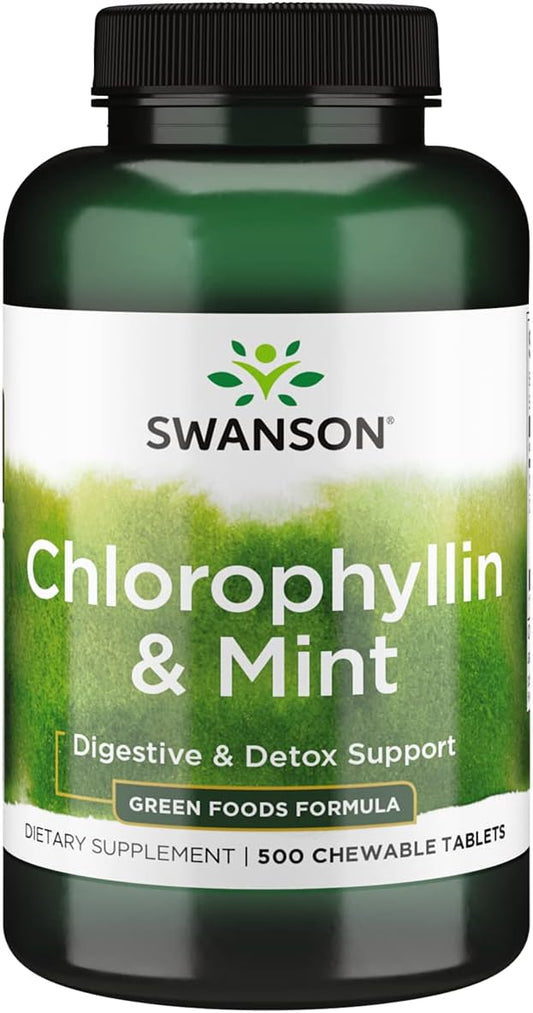 500 Chewable Swanson Chlorophyllin & Mint Tablets for Fresh Breath and Digestive Health