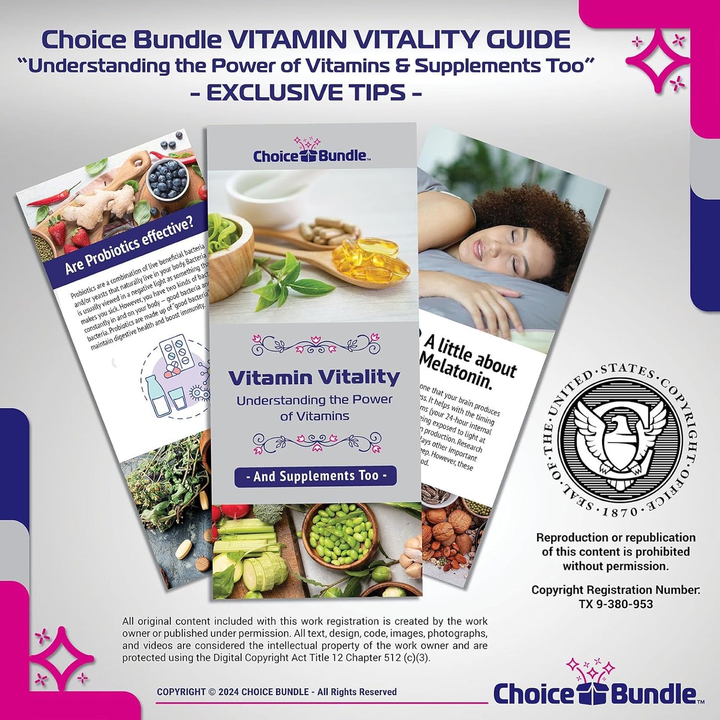 500 ct Spring Valley Calcium, Magnesium, Zinc, Vitamin D3 Caplets Bundle with Vitamin Vitality Guide & Pill Container